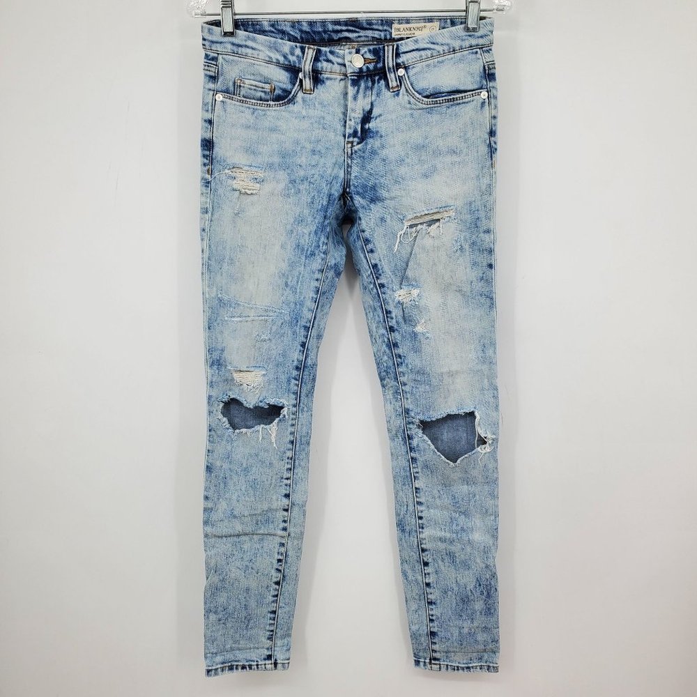 Blank NYC Skinny Classique Light Wash Acid Distressed Jeans Size 25